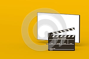 Modern tv with white isolated screen near clapper