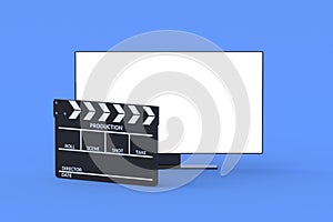 Modern tv with white isolated screen near clapper