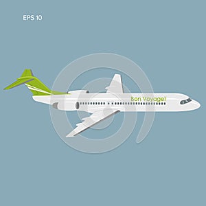 Modern twin engine jet airliner vector illustration.