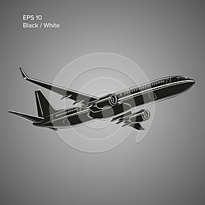 Modern twin engine jet airliner vector illustration. Large commercial passenger aircraft.