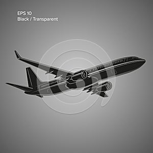 Modern twin engine jet airliner vector illustration. Large commercial passenger aircraft.