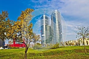 Modern twin tower in City of Zagreb