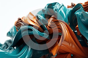 Modern Twist: Burnt Orange & Turquoise Waves in 3D Render