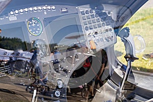 Modern two-seater small helicopter cockpit