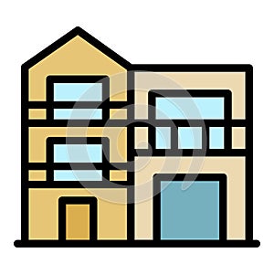 Modern two story house icon color outline vector