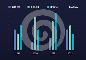 Modern UI infographic. Data visualization graphs, charts, diagrams for presentation. Vector business workflow process