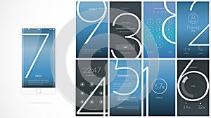 Modern UI screen design for mobile app with web icons.