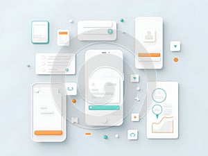 Modern UI UX Design Elements and App Interface Mockups