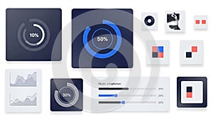 Modern UI UX Design Elements and Data Visualization Widgets