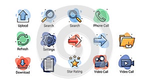 Modern UI UX Web and Mobile App Icon Set