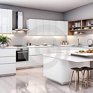 Modern UK Kitchen Design: Sleek White Cupboards, Cutting-Edge Kitchen Tools, and State-of-the-Art Cooking Equipment