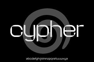 Modern unique cypher sans serif alphabet display font vector. Technology typeface photo