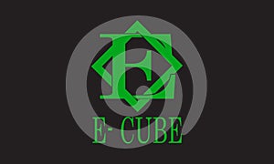 Modern unique minimalist logo E and cube neon monogram box