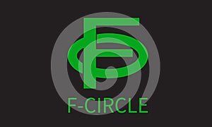 Modern unique minimalist logo F and round circle neon monogram