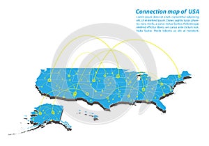 Modern of United Satate of America Map connections network design, Best Internet Concept of map business from concepts series