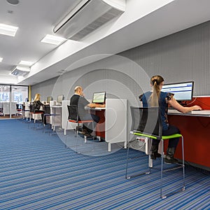 University interior with computer workstations photo