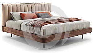 Modern Walnut Platform Bed
