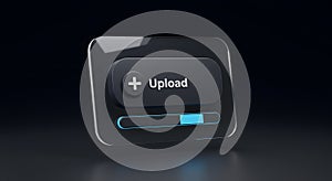 Digital Upload Button with Progress Bar on Dark Background
