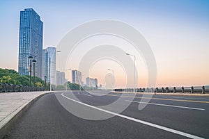 Modern urban architecture skyline and beautiful street view in Hangzhou, Zhejiang Province, China