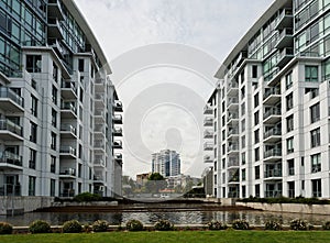 Modern urban city skyline composed of condominiums