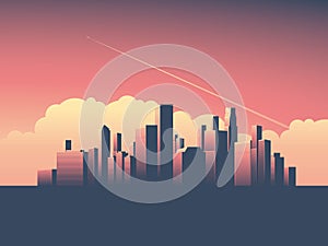 Modern urban cityscape vector illustration. Symbol of power, economy, financial institutions, money and banks.