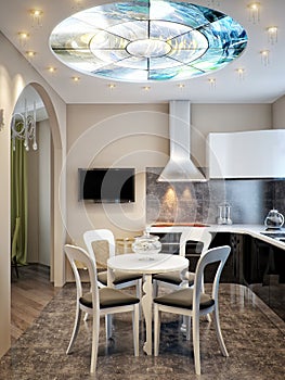 Modern Urban Contemporary Dining room and Kitchen