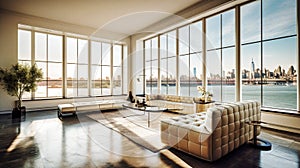 Modern Urban Living: Contemporary Living Room with Breathtaking NYC View