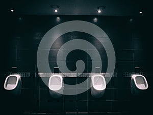 Modern urinals in the toilet