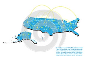 Modern of USA Map connections network design, Best Internet Concept of USA map business from concepts series