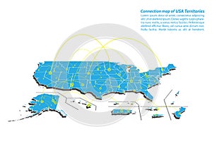 Modern of USA Territories Map connections network design, Best Internet Concept of USA Territories map business from concepts seri
