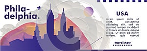 USA United States of America Philadelphia skyline city gradient vector banner