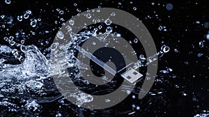 Modern USB flash drive Storage Device Horizontal Illustration.