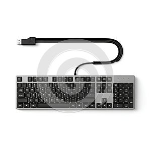Modern USB Keyboard on White Background