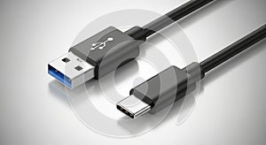 Modern usb-a to usb-c cable for fast data transfer and charging technology