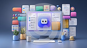 Modern User Interface Design Workspace with Desktop Computer and Mobile Devices