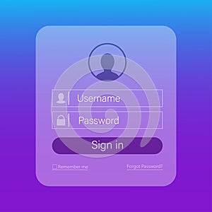 Modern user login, great design for any purposes. Web page template. Vector, flat design. White box mockup. Vector banner, icon,