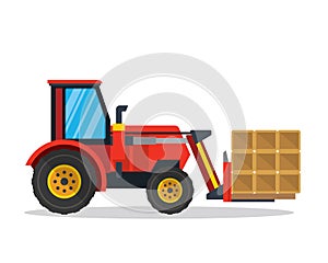 Modern Utility Loader Tractor Agriculture Farm Vehicle Illustration