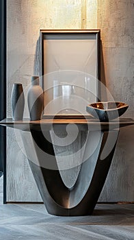 Modern V-Shaped Console Table with Decor