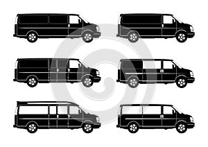 Modern van in various body configurations. photo