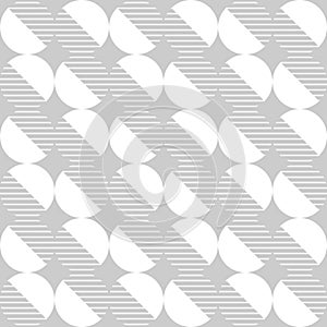 Modern vector abstract seamless geometric pattern with semicircles, circles and lines in retro scandinavian style