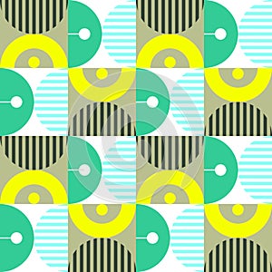 Modern vector abstract seamless geometric pattern with shapes, lines and elements in retro scandinavian style