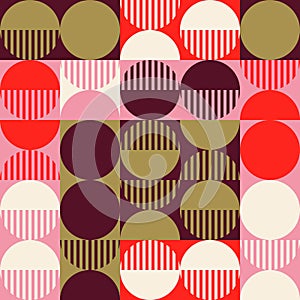 Modern vector abstract seamless geometric pattern with shapes, lines and elements in retro scandinavian style