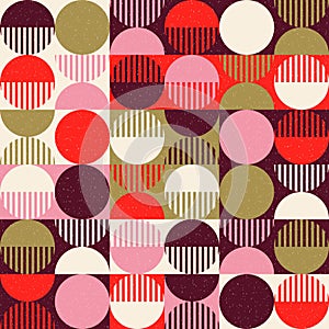 Modern vector abstract seamless geometric pattern with shapes, lines and elements in retro scandinavian style