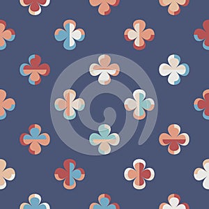 Modern vector abstract seamless pattern with stylised flowers in retro style.