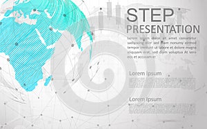 Modern vector abstract step lable infographic elements.can be used for global network connection. World map point and line.vector