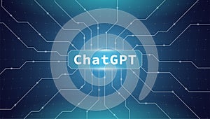 Modern vector banner ChatGPT. AI-powered chatbot utilizing OpenAI GPT technology and artificial general intelligence