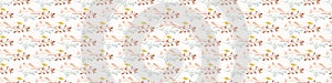Modern vector border with pretty pressed floral drawing motifs. Decorative botanical ribbon with gender neutral flowers