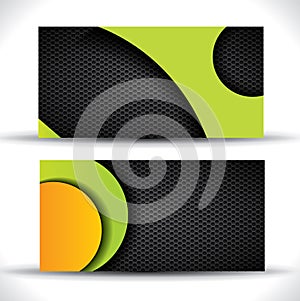 Modern vector business card - green, orange, black