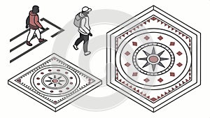 Hexagonal tile pattern, geometric floor design vector design Generative AI