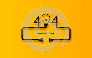 Modern vector illustration of 404 error page vector template for website, light bulb Electric Plug and Socket unplugged. Concept